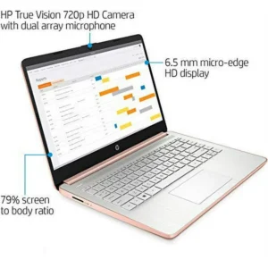 HP Newest 14" HD Touchscreen Laptop, Windows 11, Intel Celeron Dual-Core Processor Up to 2.60GHz, 4GB RAM, 64GB SSD, Webcam, Dale Pink (Renewed)