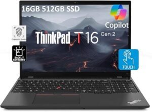 Lenovo ThinkPad T16 Gen 2 Business Laptop (16" i7-1255U), 16GB DDR5 RAM, 512GB SSD), Backlit, Fingerprint, 3-Yr WRT, 1080p Webcam, Win 11 Pro w / AI Copilot